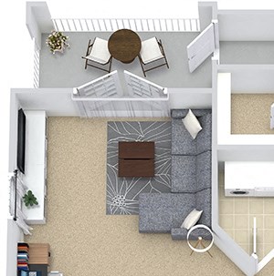 Parkside 3D Parkside 3D. 1 bedroom apartment. Kitchen with bartop open to living/dinning rooms. 1 full bathroom. Walk-in closet. Patio/balcony.